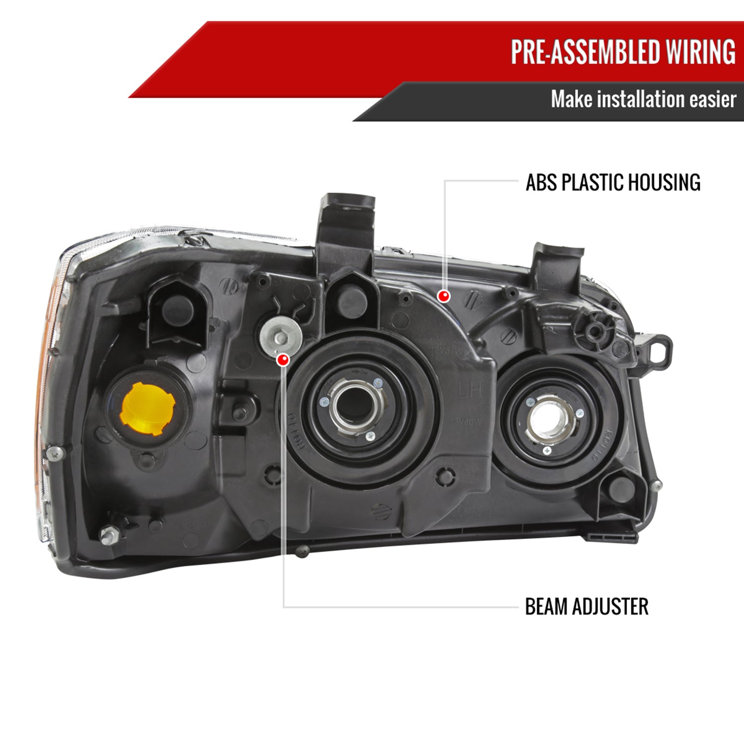 2001-2003 Toyota Highlander Factory Style Headlights Chrome/Clear Lens