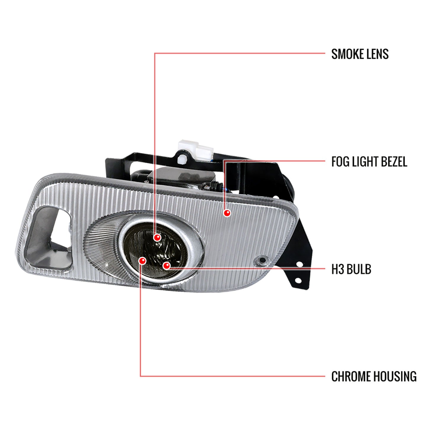1992-1995 Honda Civic Coupe/Hatchback H3 Fog Lights Kit Chrome/Smoke Lens