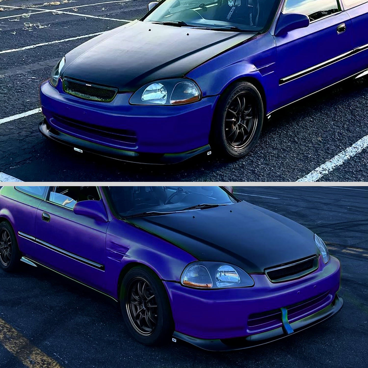 1996-1998 Honda Civic Factory Style Crystal Headlights Matte Black/Clear Lens