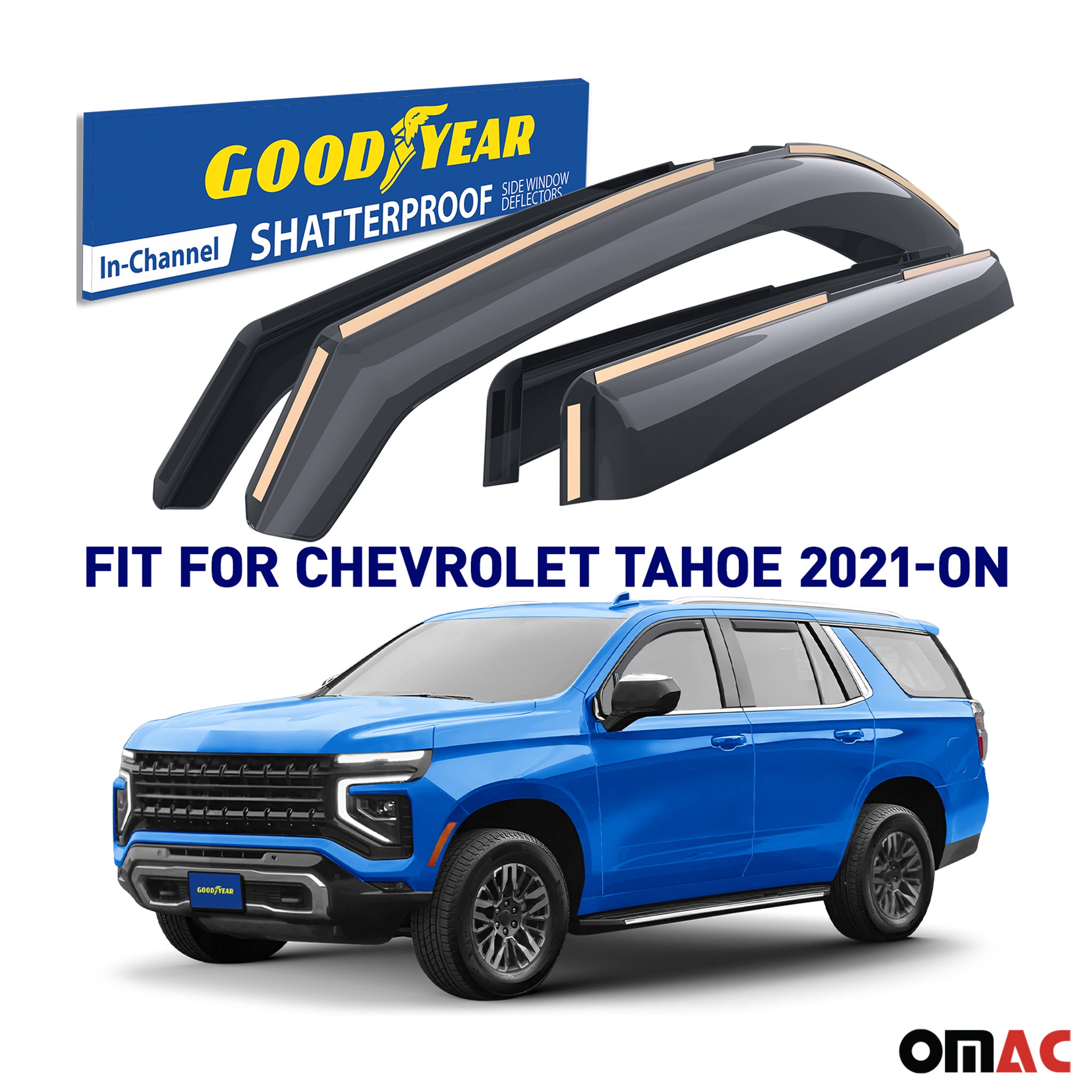 Goodyear Wind Deflectors for Cadillac Escalade 2021-2025 In-channel Smoke 4 pcs