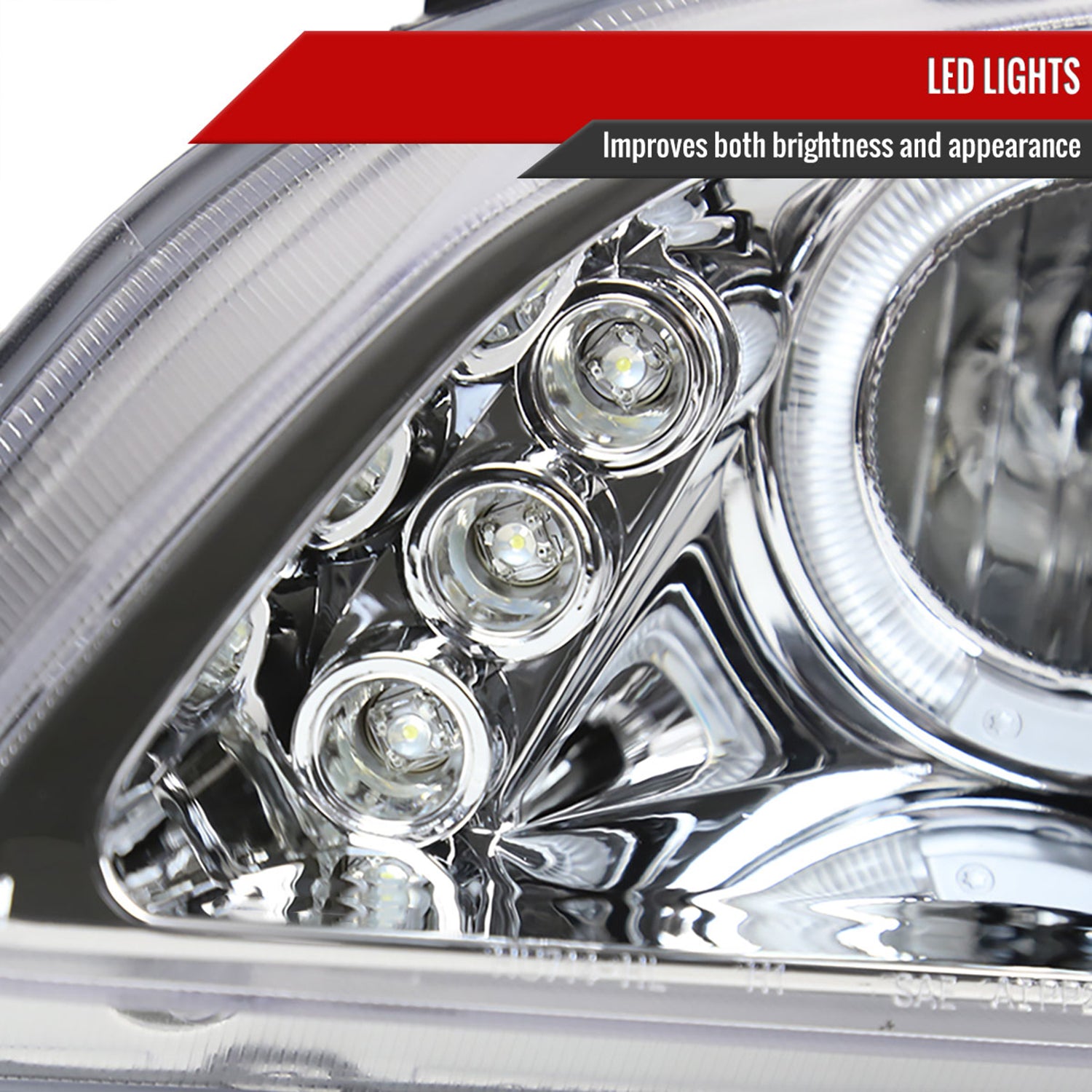 1998-2002 Honda Accord Dual Halo Projector Headlights Chrome/Clear Lens