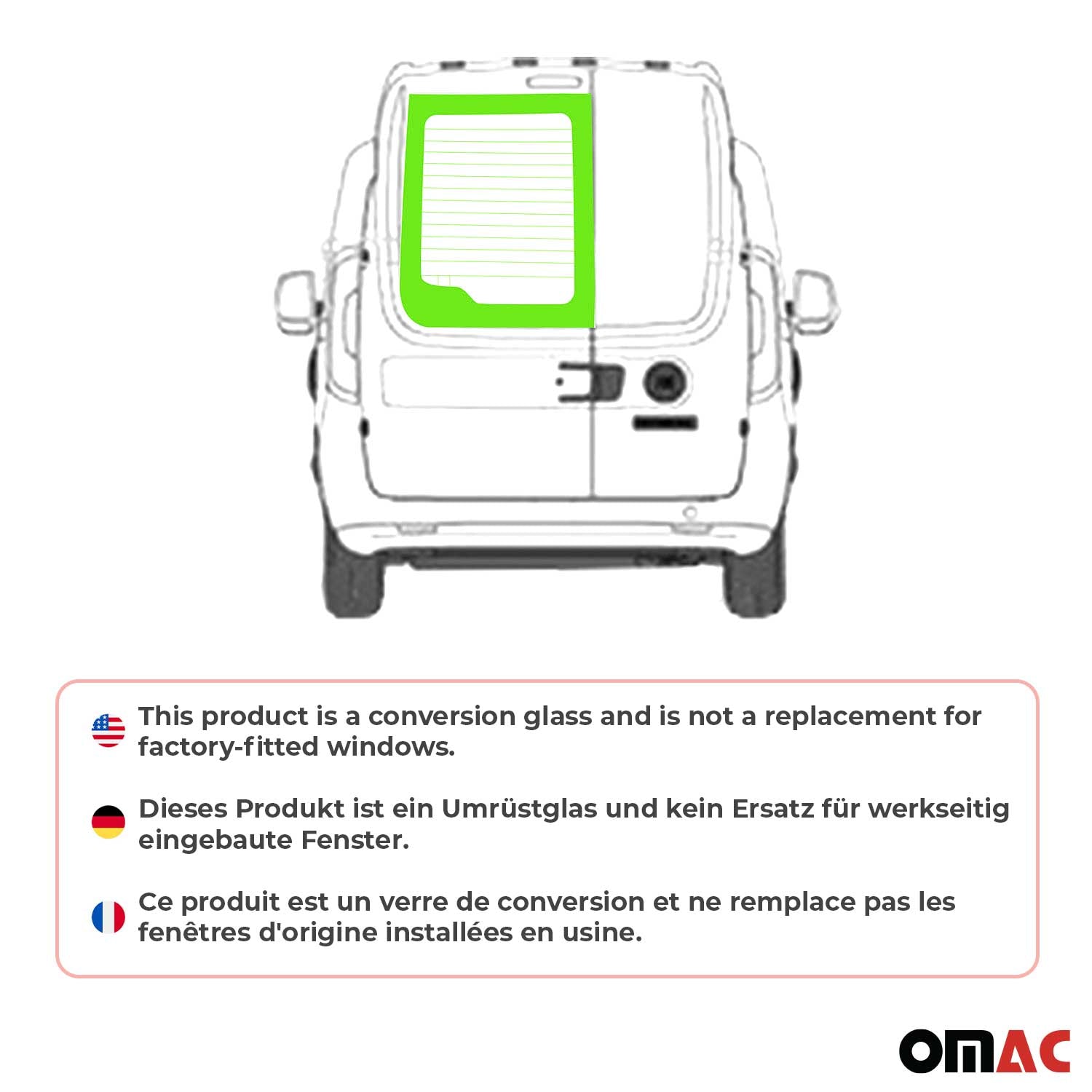 2015-2022 RAM ProMaster City Window Glass Left Rear Barn Door Heated Glass