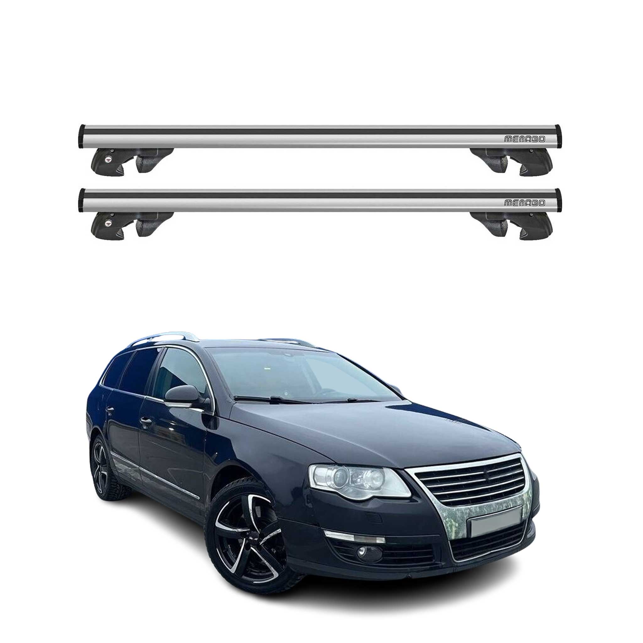 2006-2010 VW Passat B6 Wagon Roof Rack Cross Bars Silver