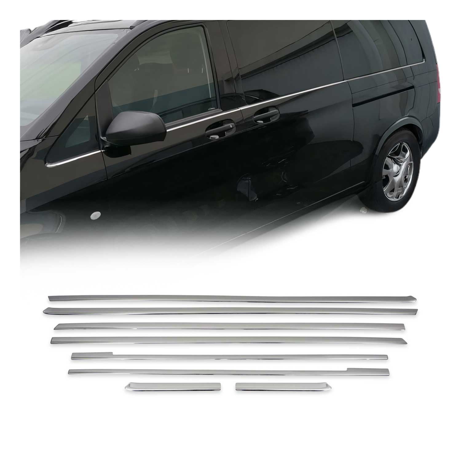 2016-2024 Mercedes Metris L3 Long Window Molding Trim Streamer Stainless Steel 8x