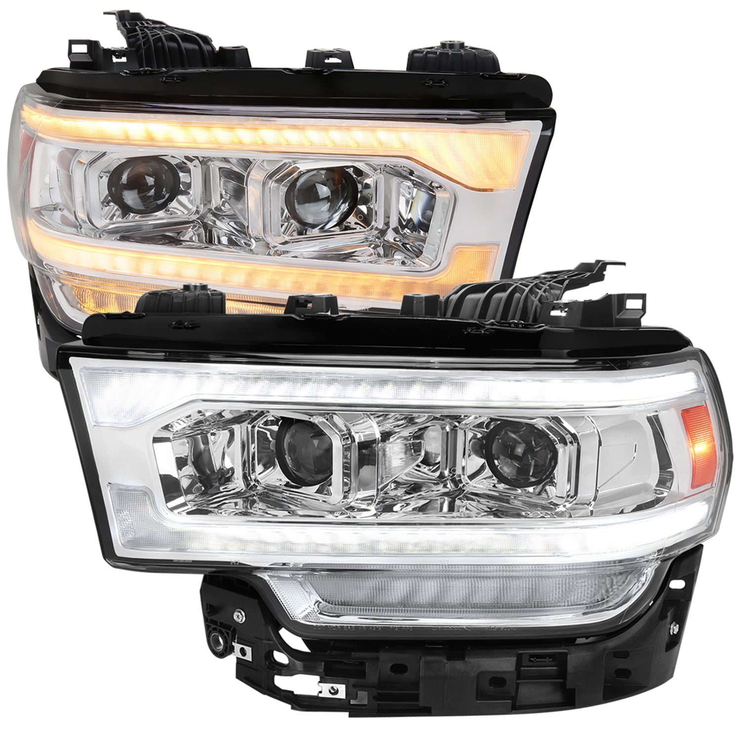 2019-2024 Dodge RAM 2500/3500/4500/5500 LED Signal Projector Headlights Chrome