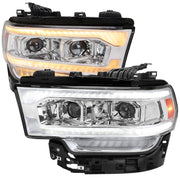 2019-2024 Dodge RAM 2500/3500/4500/5500 LED Signal Projector Headlights Chrome