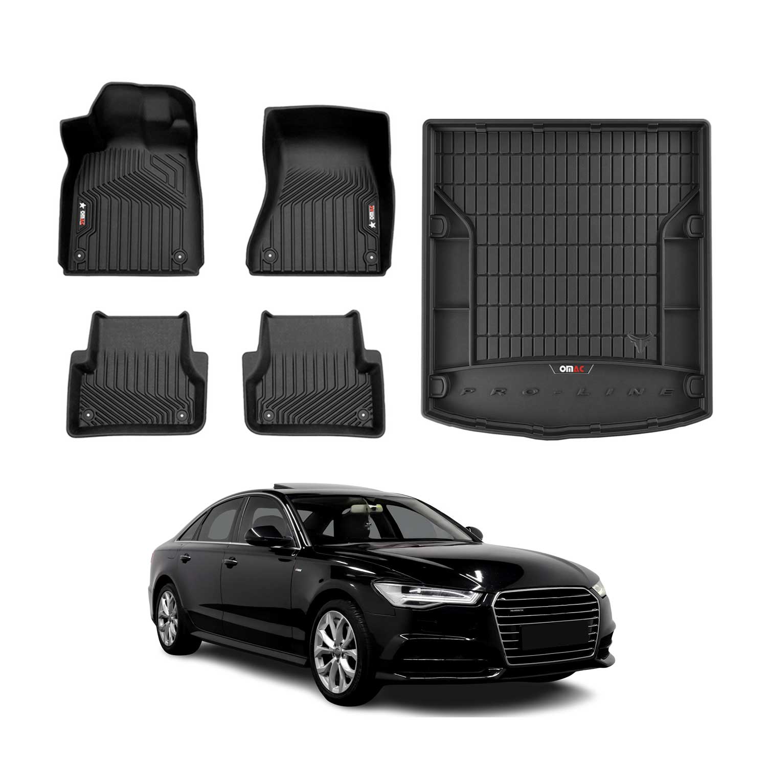 2012-2018 Audi A6 Floor Mats & Cargo Liner Full Set All Weather Black