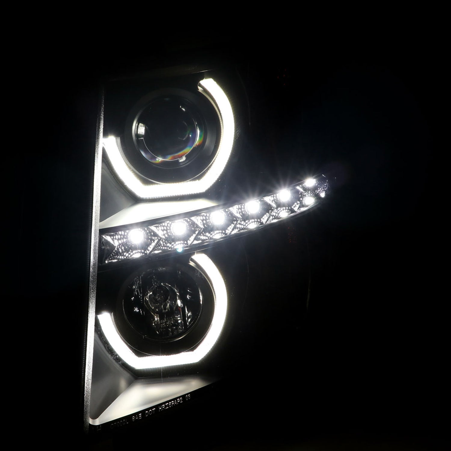 2007-2013 Chevy Silverado 1500 2500HD 3500HD Dual U-Ring Headlights LED Black