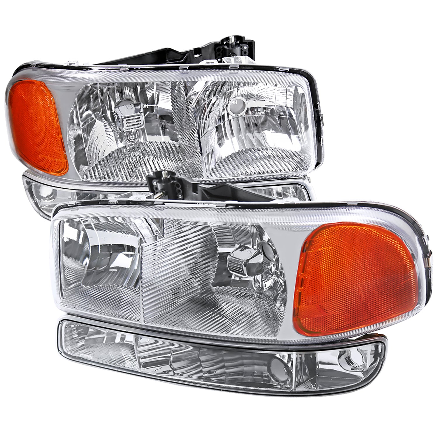 1999-2007 GMC Sierra/ Yukon/Yukon XL Factory Crystal Headlights Amber & Chrome