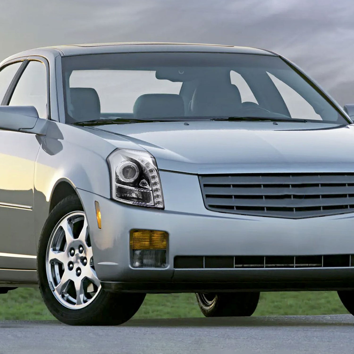 2003-2007 Cadillac CTS Halo Projector Headlights SMD LED Light Strip Chrome