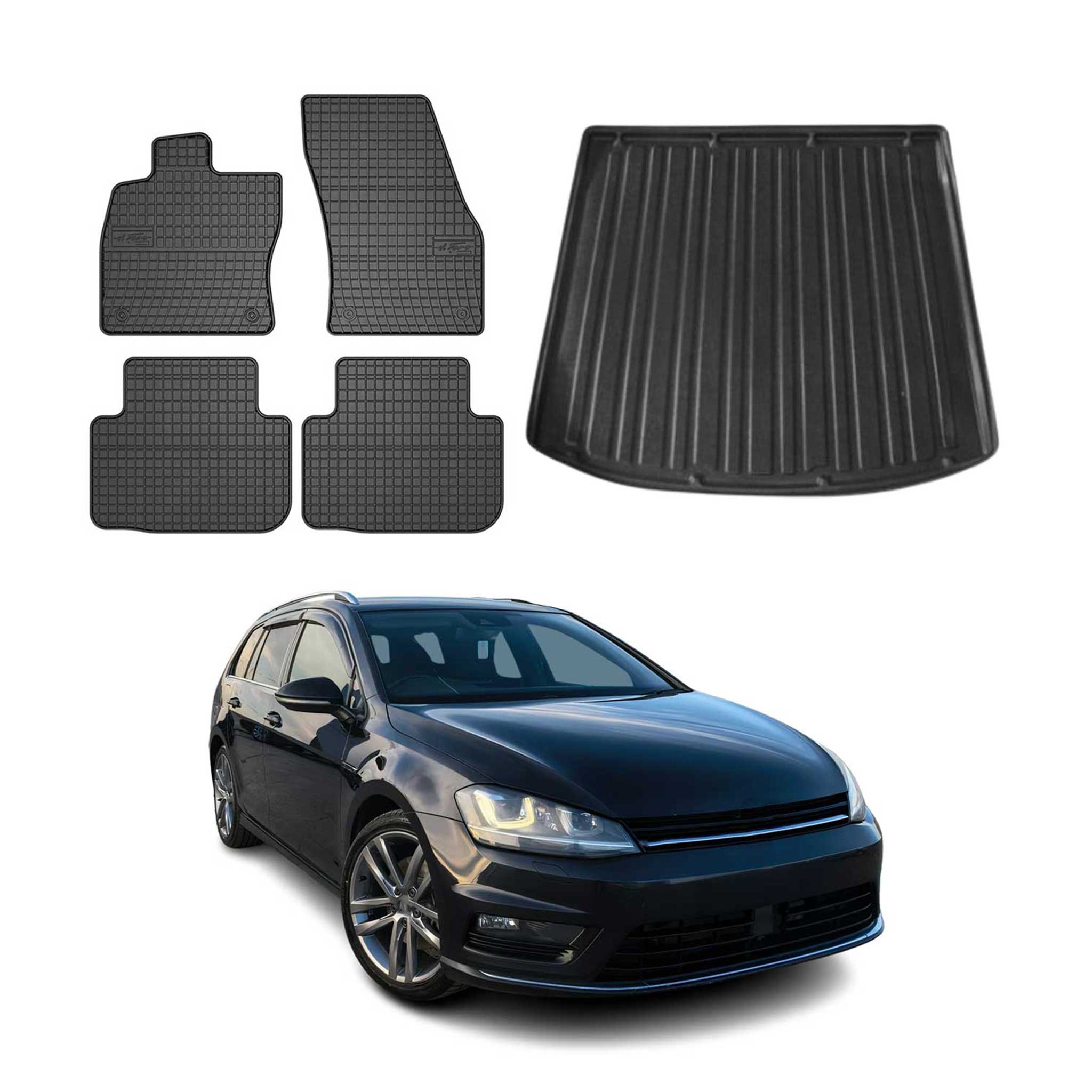 2015-2019 VW Golf SportWagen Floor Mats & Cargo Liner Full Set All Weather Black