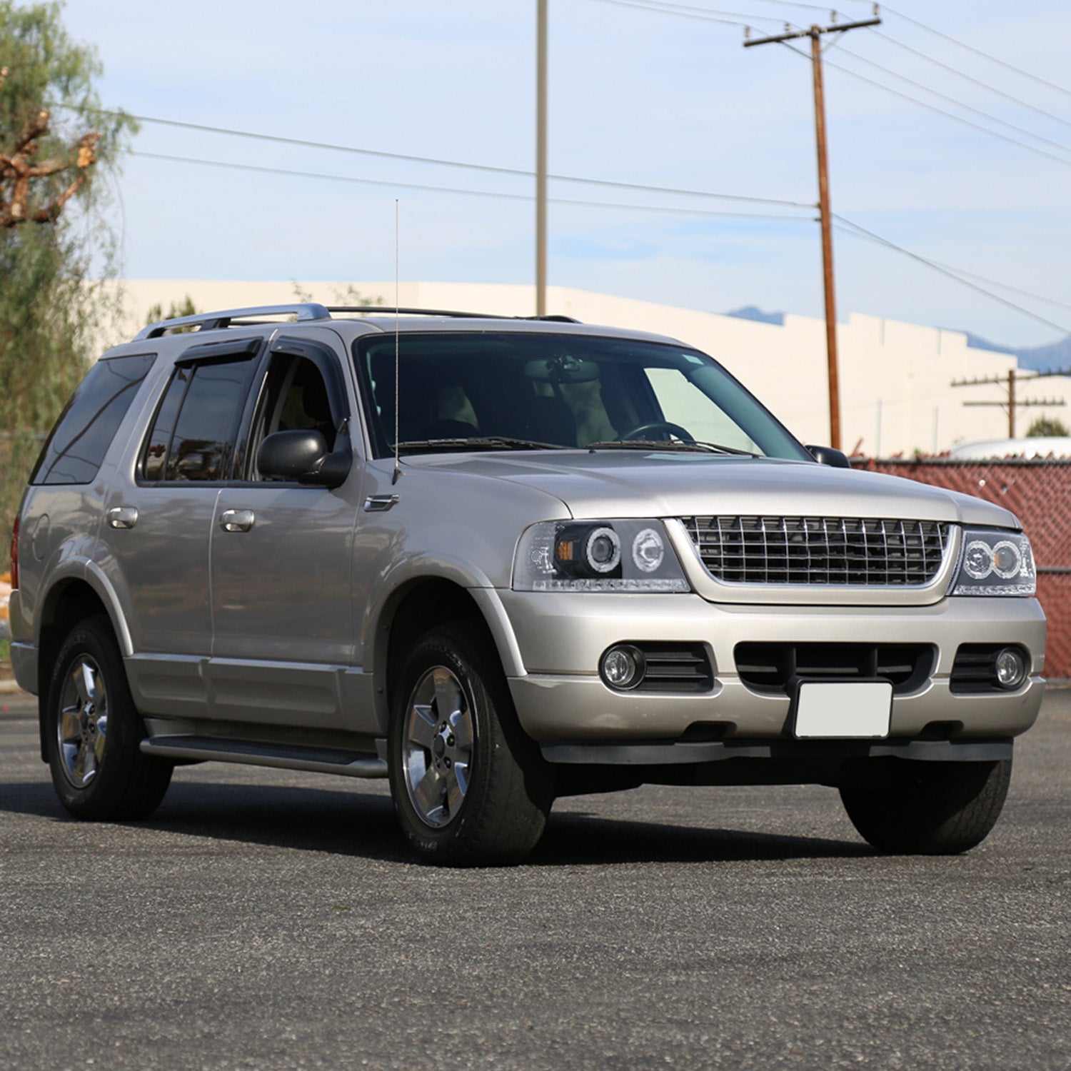 2002-2005 Ford Explorer Dual Halo Projector Headlights Matte Black/Clear Lens