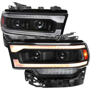 For Dodge RAM 2500 3500 5000 5500 2019-2024 Switchback LED Turn Signal Projector Headlights Matte Black Housing Clear Lens