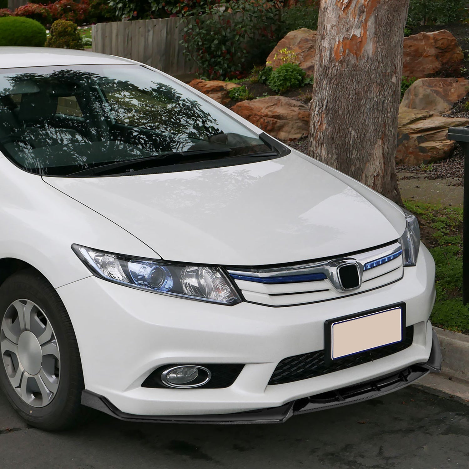 2019-2021 Honda Civic Sedan Glossy Black 3Pcs Front Bumper Lip Set