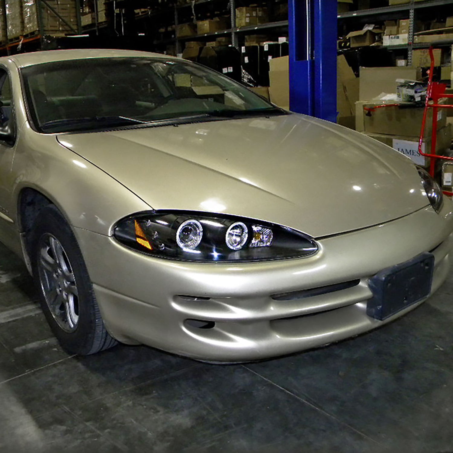 1998-2004 Dodge Intrepid Dual Halo Projector HeadLights Matte Black/Clear Lens