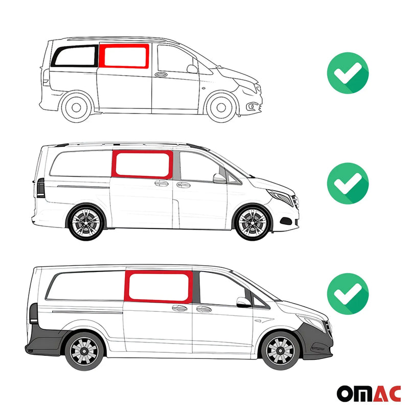 2016-2024 Mercedes Metris Window Glass Fit Kit Right Side Front L2 L3 Black