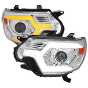 2012-2015 Toyota Tacoma Sequential LED Bar Projector Headlights Chrome