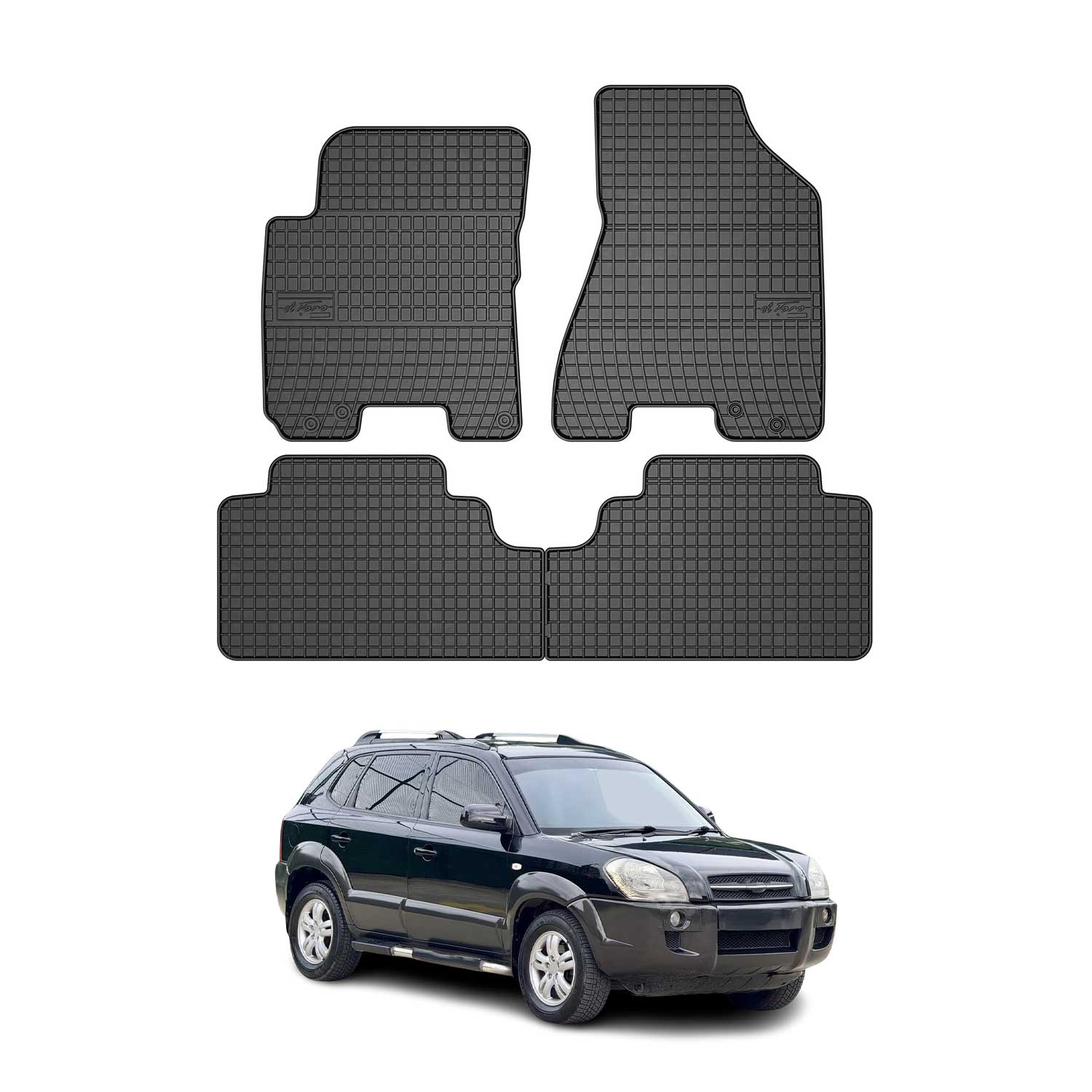 2005-2009 Hyundai Tucson Floor Mats Liners Full Set All Weather Rubber Black
