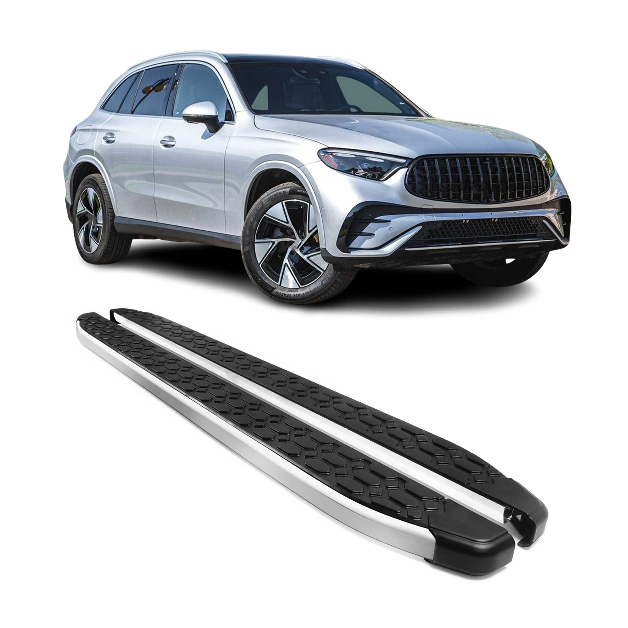 2023-2026 Mercedes GLC Class X254 Running Boards Side Steps Silver & Black