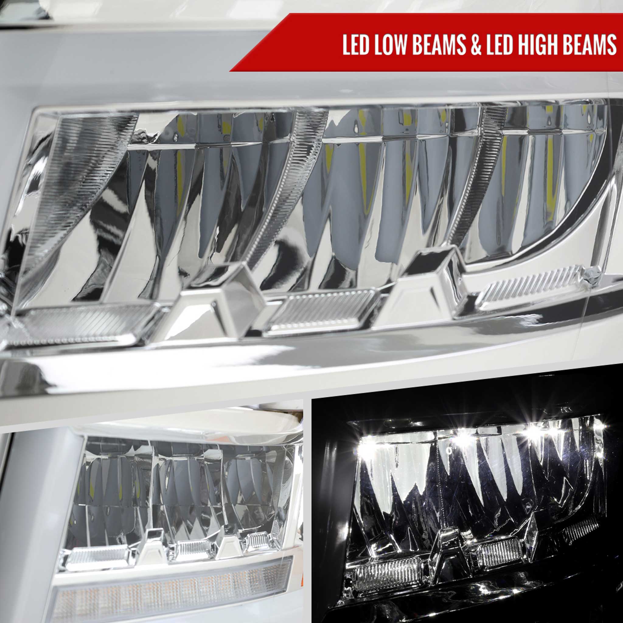 For Chevrolet Tahoe 2015-2020 Full LED DRL Sequential Headlights Chrome Housing Clear Lens