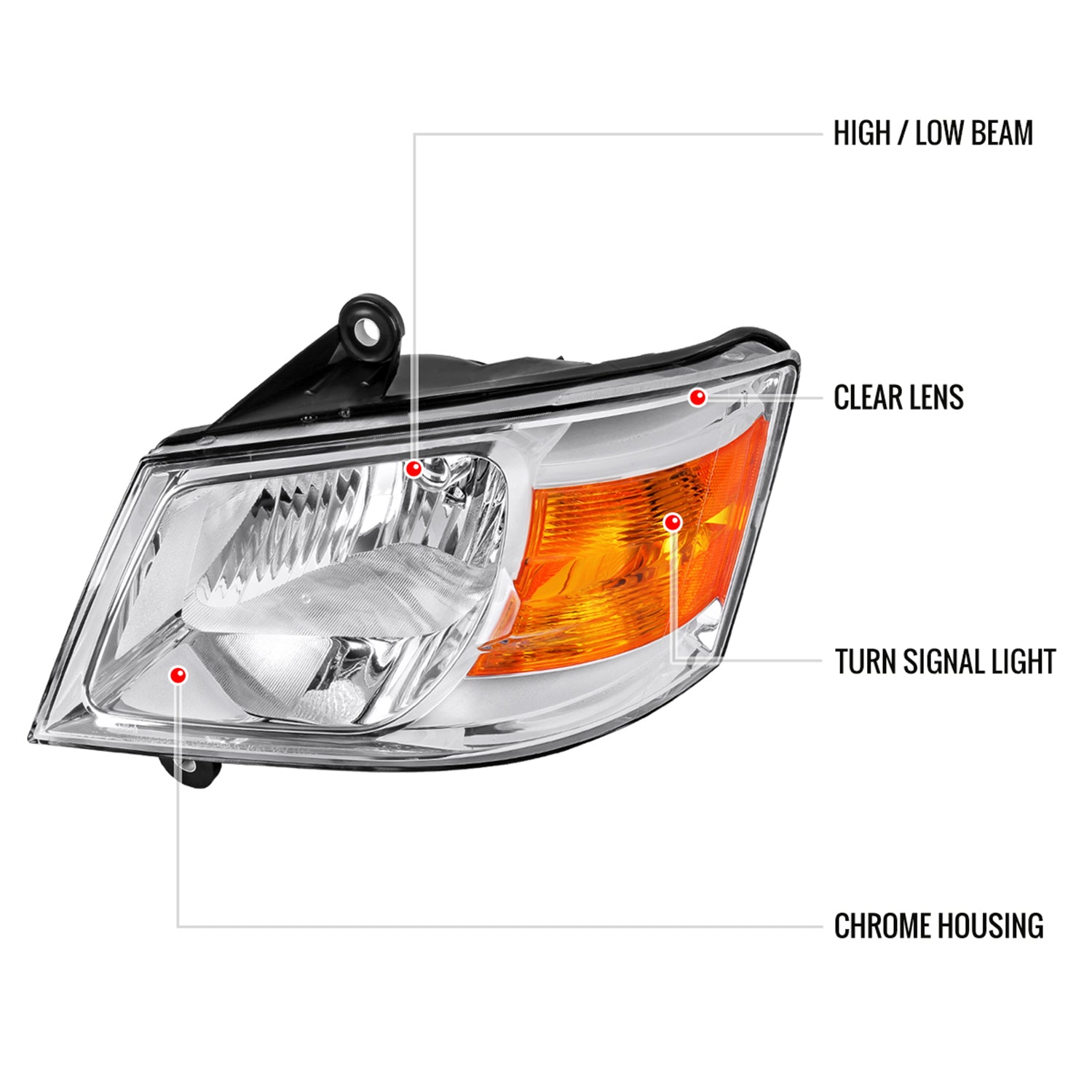 2008-2010 Dodge Grand Caravan Clear Factory Crystal Headlight - Driver Side