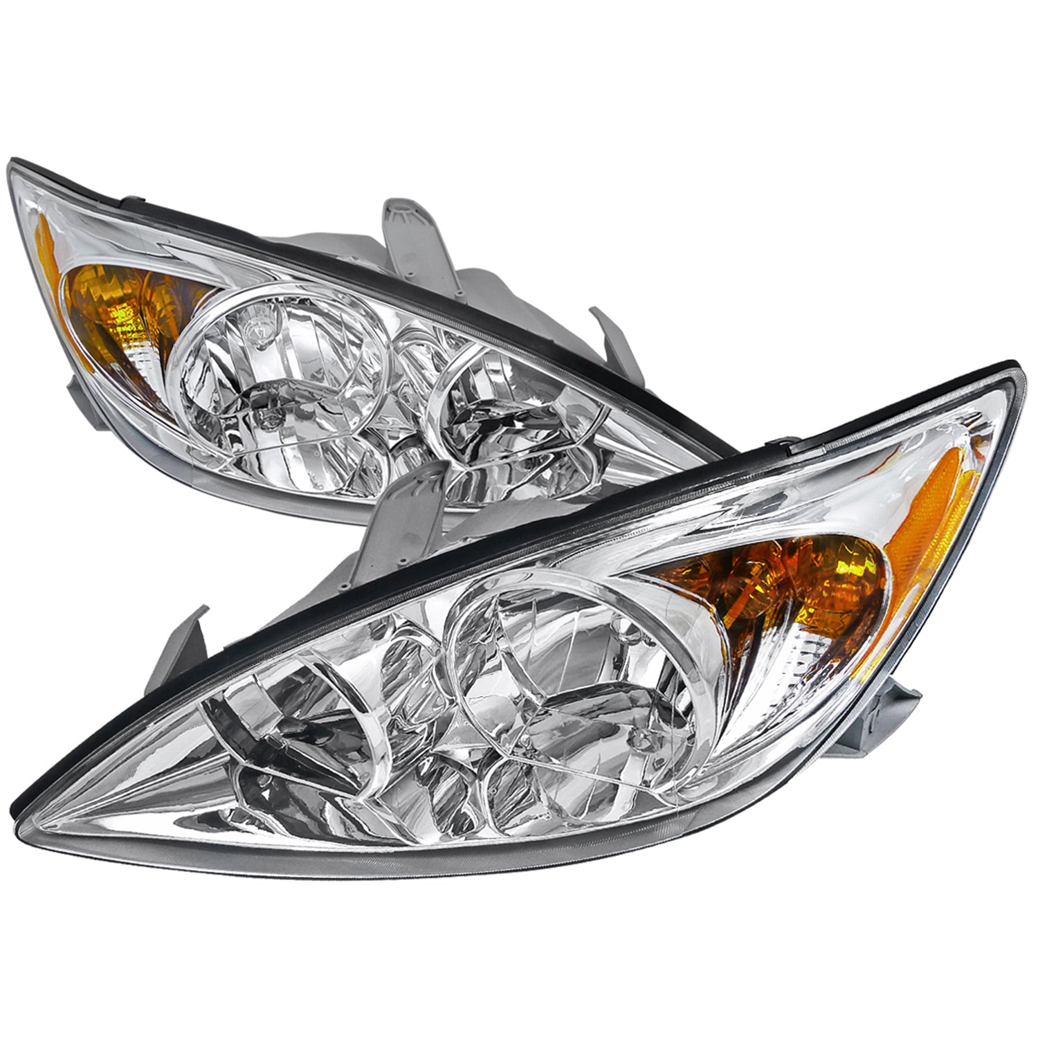 2002-2004 Toyota Camry Factory Style Headlights w/Amber Reflector Chrome/Clear