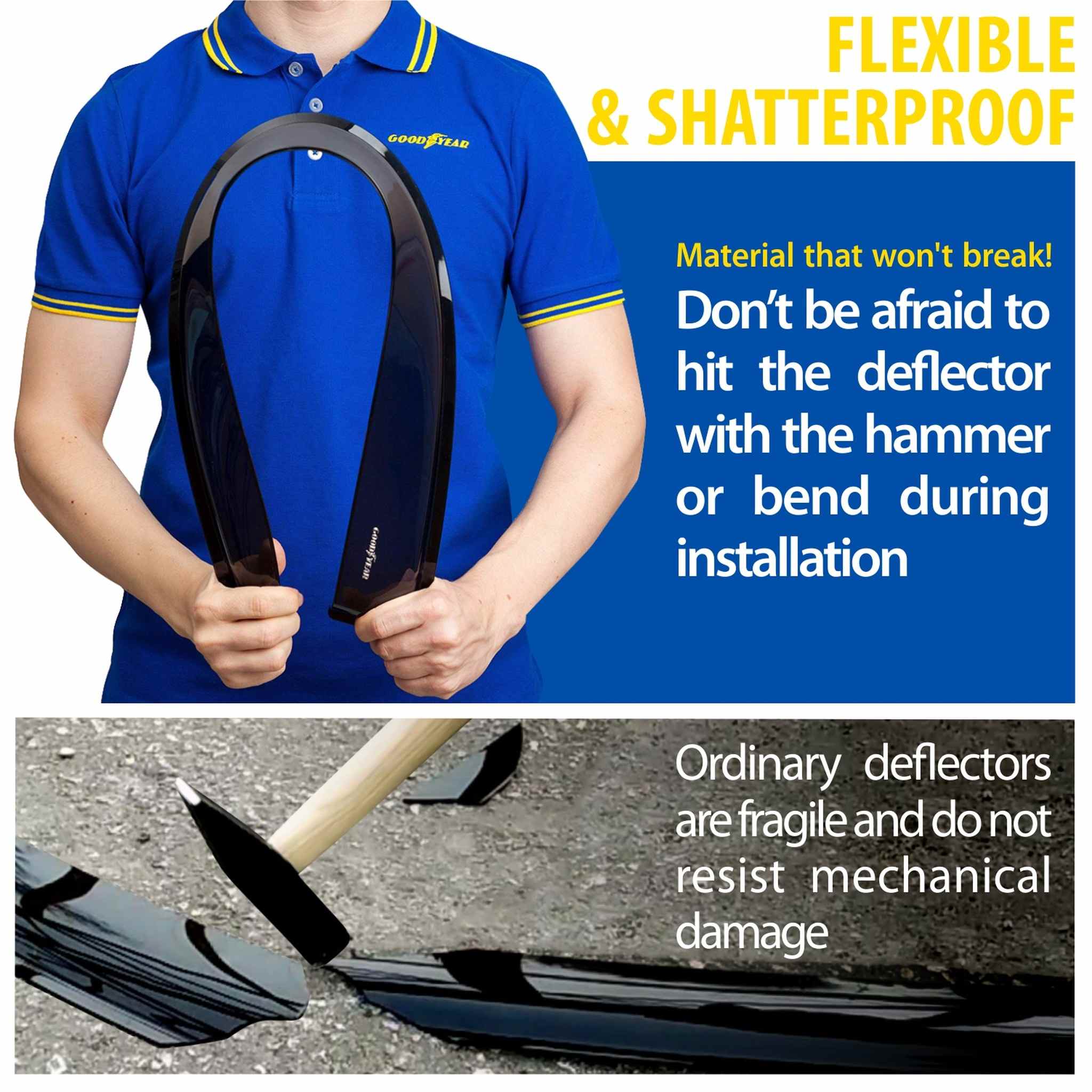 Goodyear Wind Deflectors for Lexus GX 460 2010-2023 Tape-On Premium Smoke 4Pcs