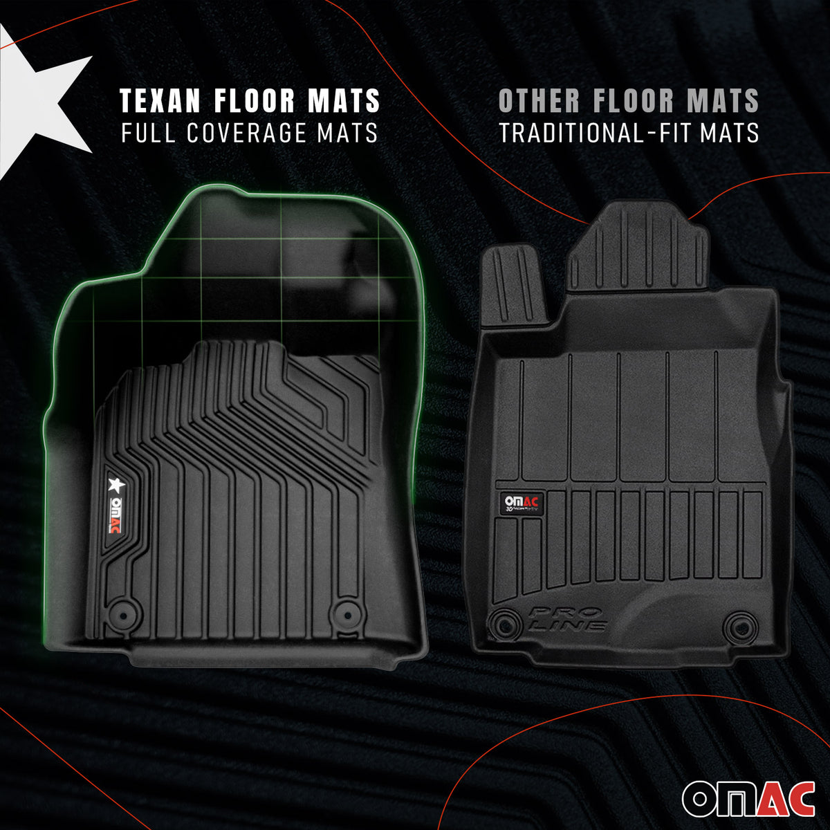 2021-2026 GMC Yukon Yukon XL Premium Floor Mats Liners First and Second Row Set Black
