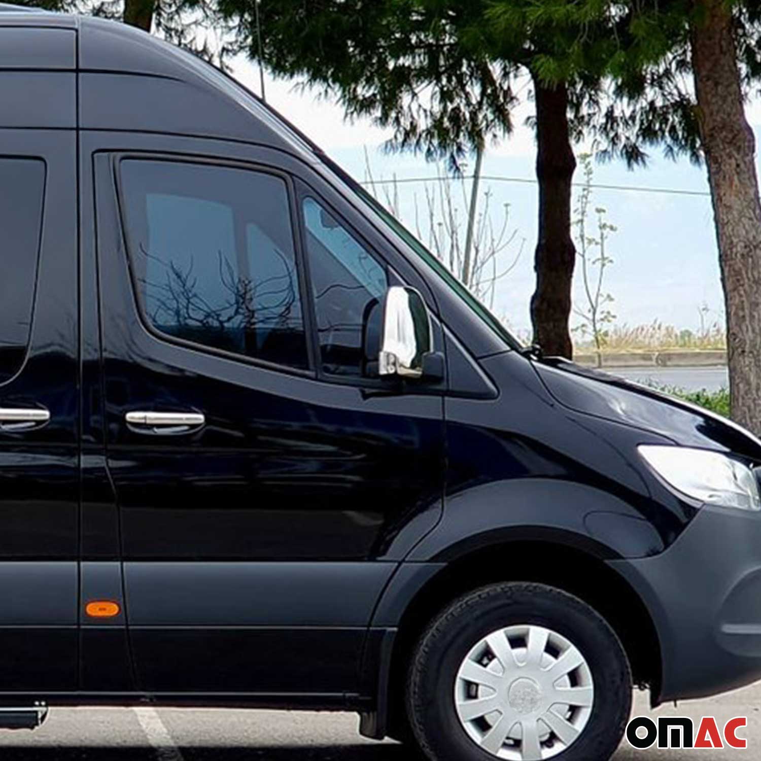 2019-2025 Mercedes Sprinter W907 910 Side Mirror Cover Caps Stainless Steel Silver 2Pcs