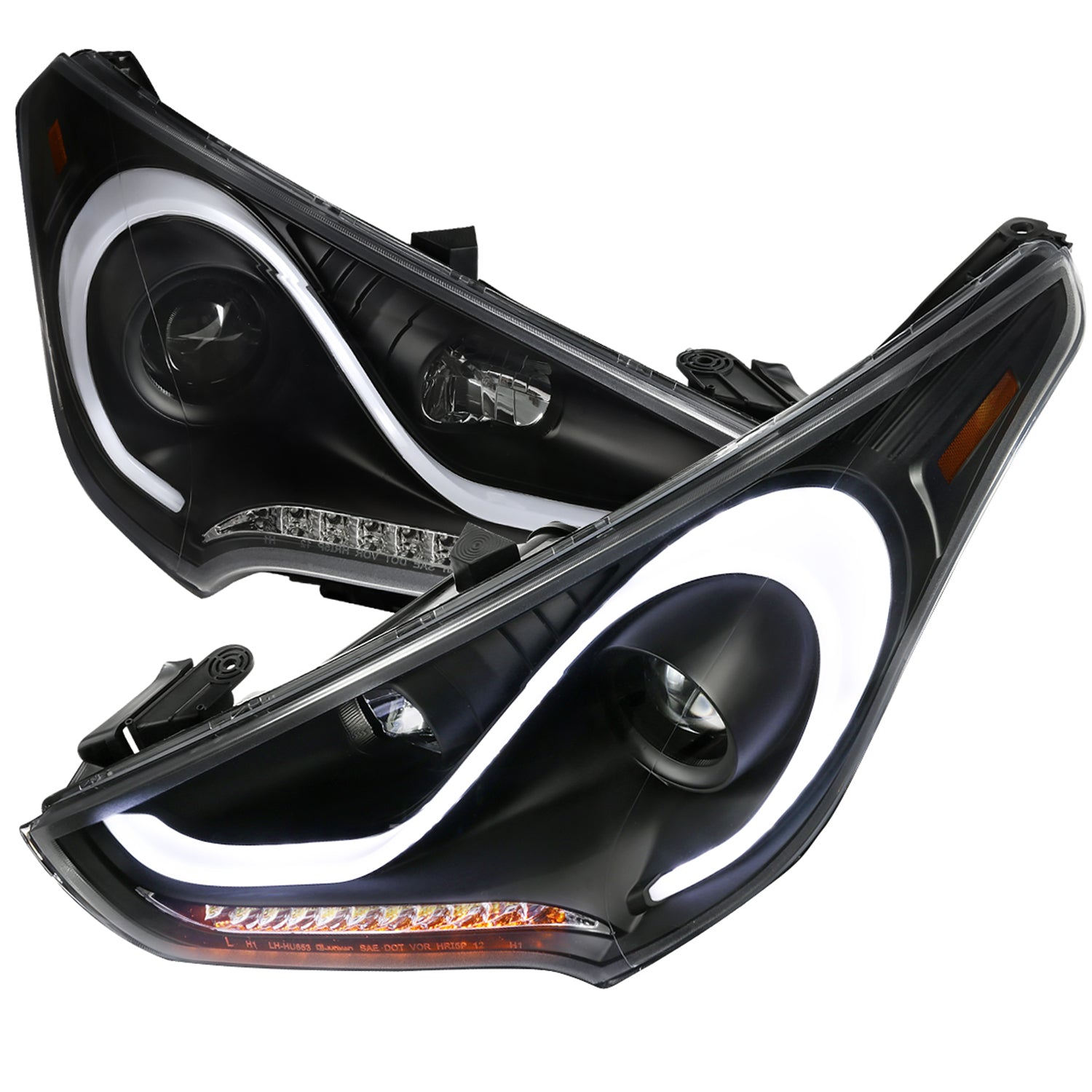 2012-2017 Hyundai Veloster LED Bar Projector Headlight Signal Lights Black