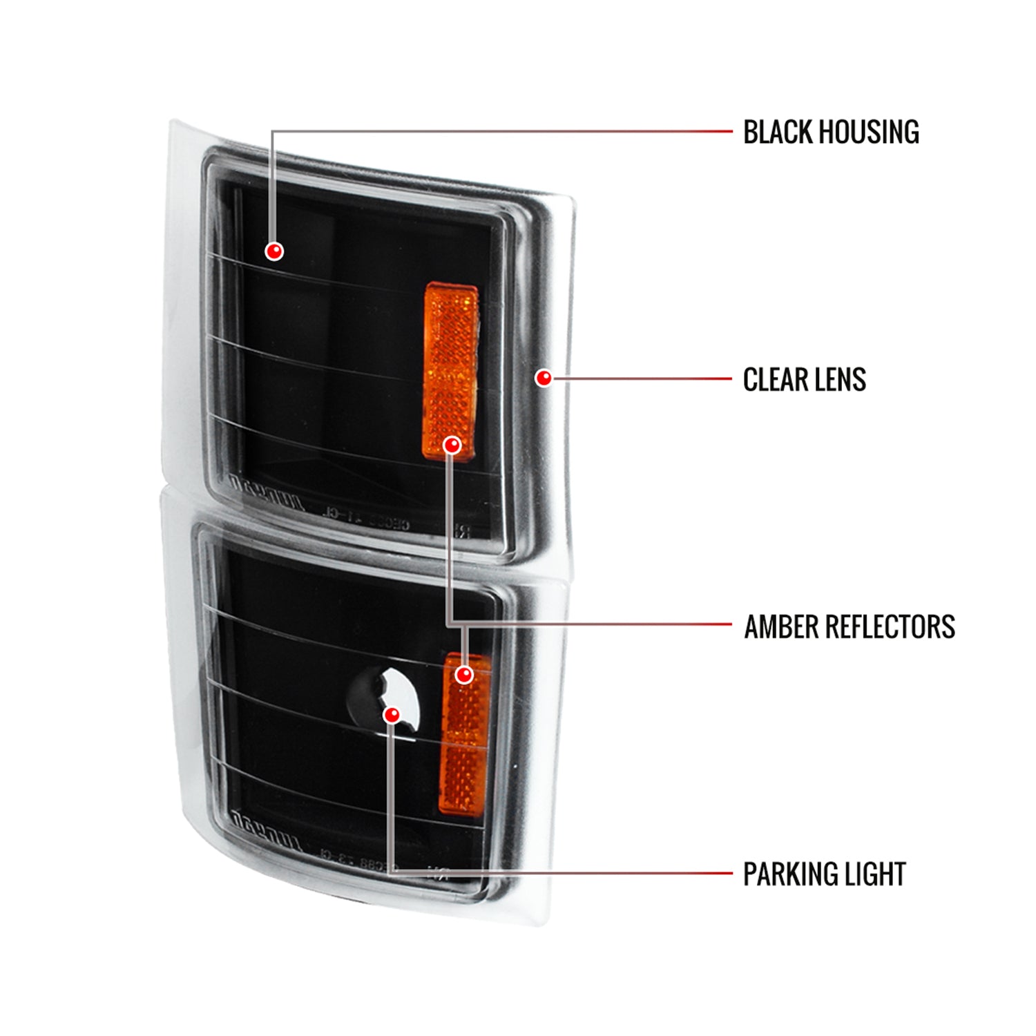 1994-1998 Chevy C/K Silverado/Tahoe Corner Lights Matte Black/Clear Lens