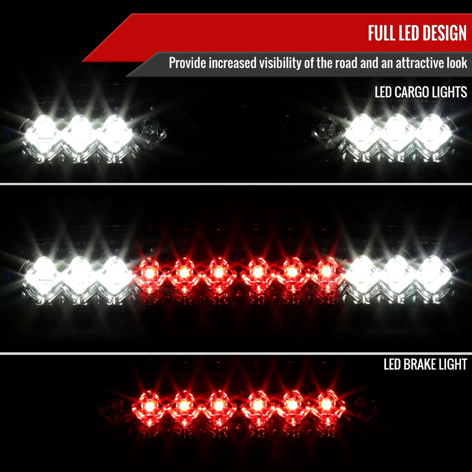 1993-2016 Ford F-250/350/450/550/Ranger LED 3rd Brake Tail Light Chrome