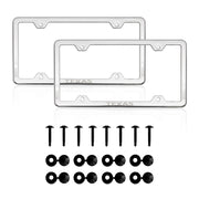 TEXAS Print License Plate Frame Chrome Stainless Steel 2 Pcs