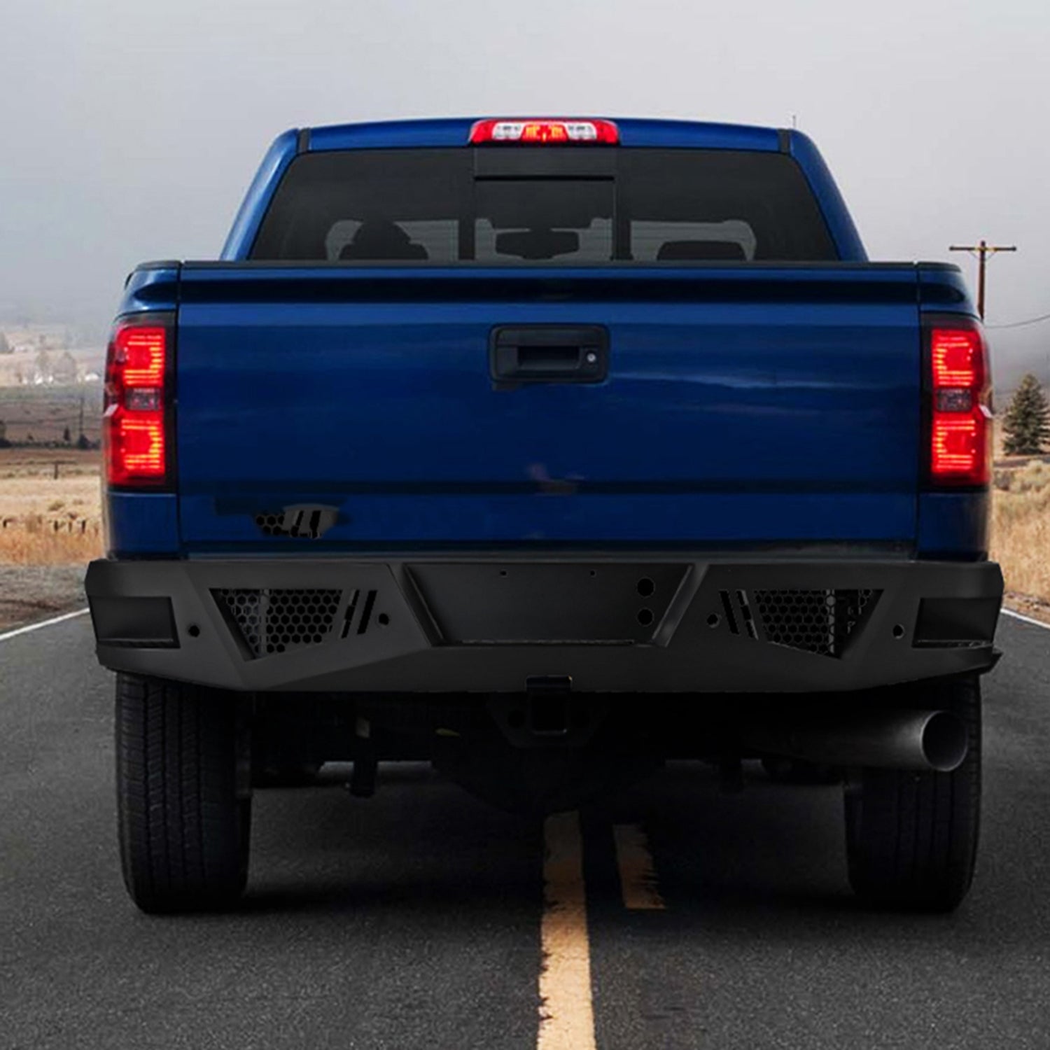 2007-2018 Chevy Silverado 1500 Heavy Duty Steel Rear Step Bumper License Lamp