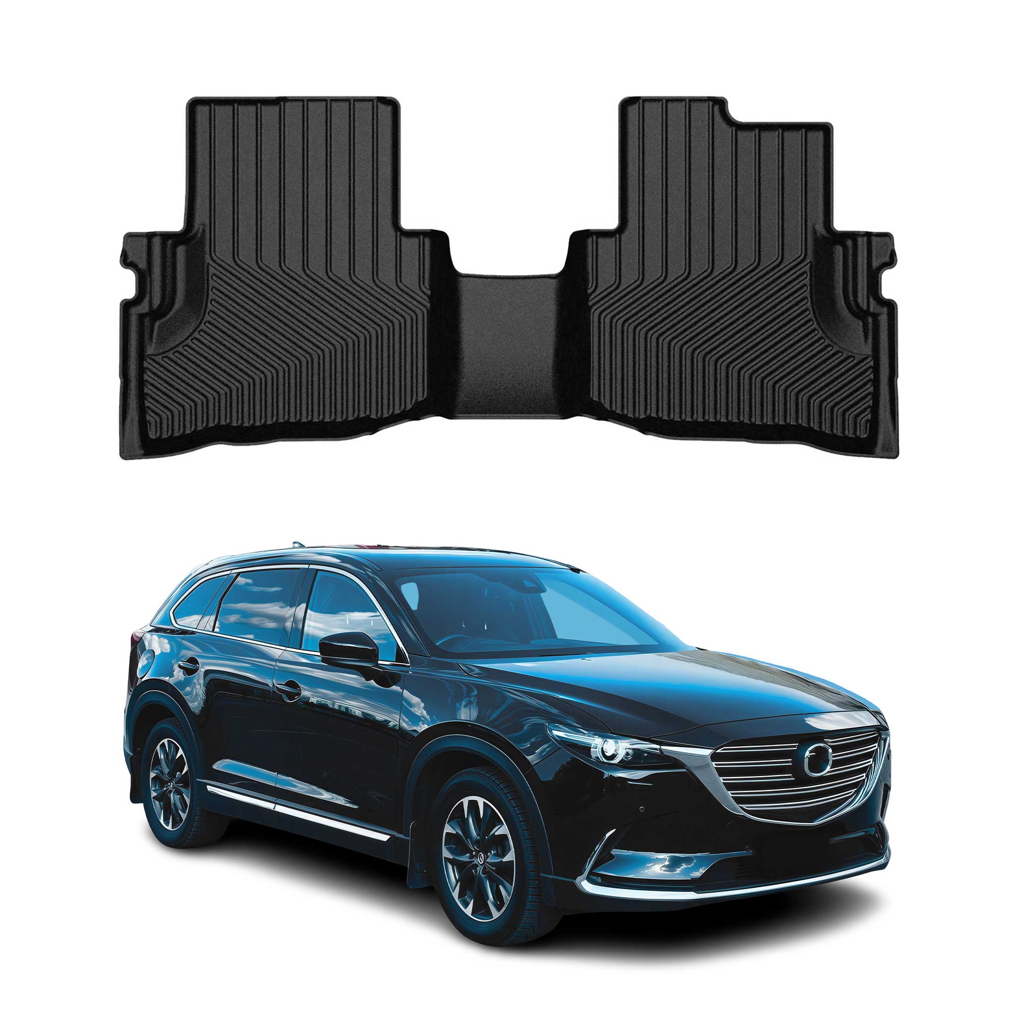 2016-2023 Mazda CX-9 Premium Floor Mats Liners Second Row Rear Black