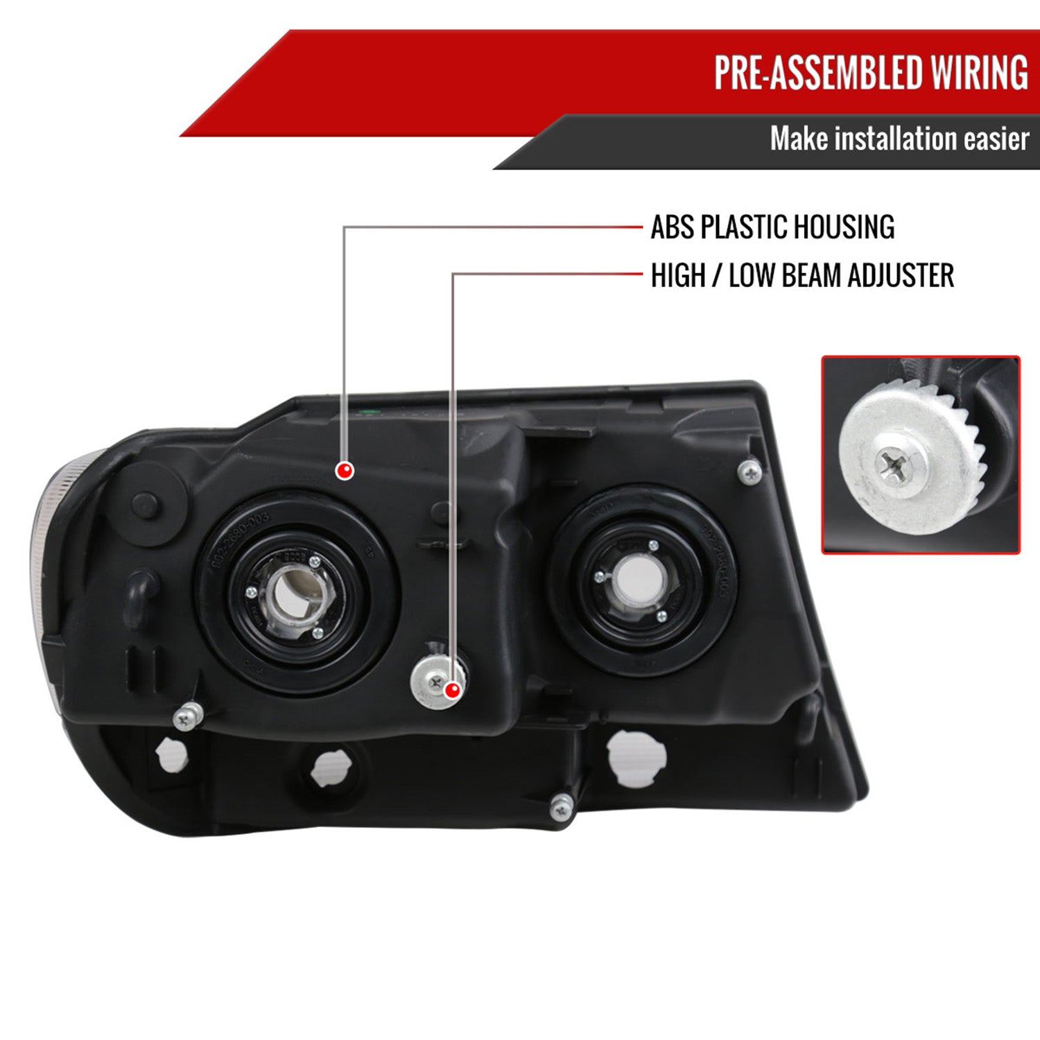 1999-2004 Jeep Grand Cherokee Factory Crystal Headlights Amber & Matte Black