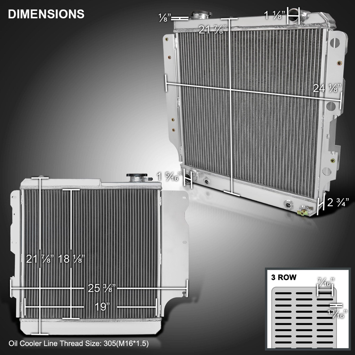 1987-2006 Jeep Wrangler TJ YJ 2.4L/4.2L Alu 3-Row Performance Radiator