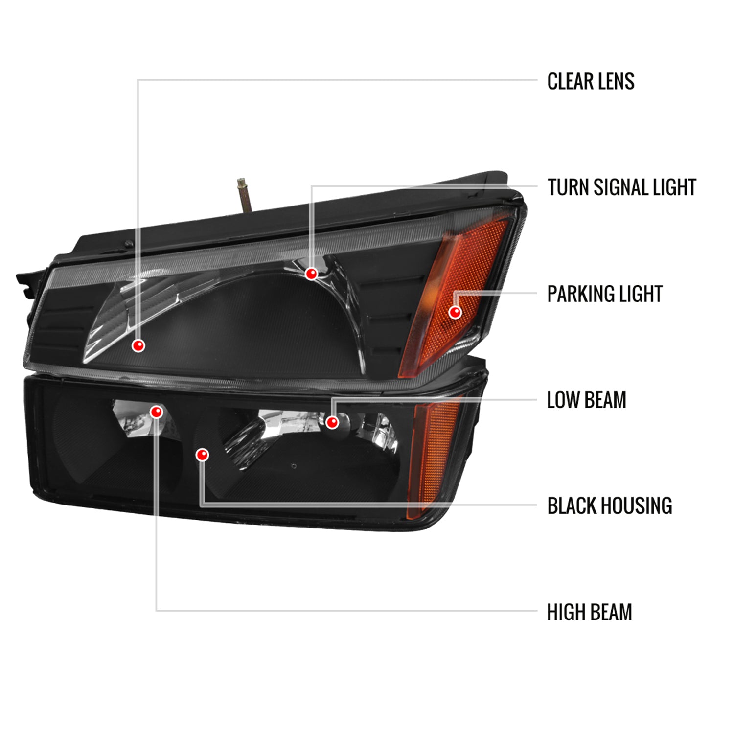 2002-2006 Chevy Avalanche 1500/2500 Factory Headlights Bumper & Signal Black