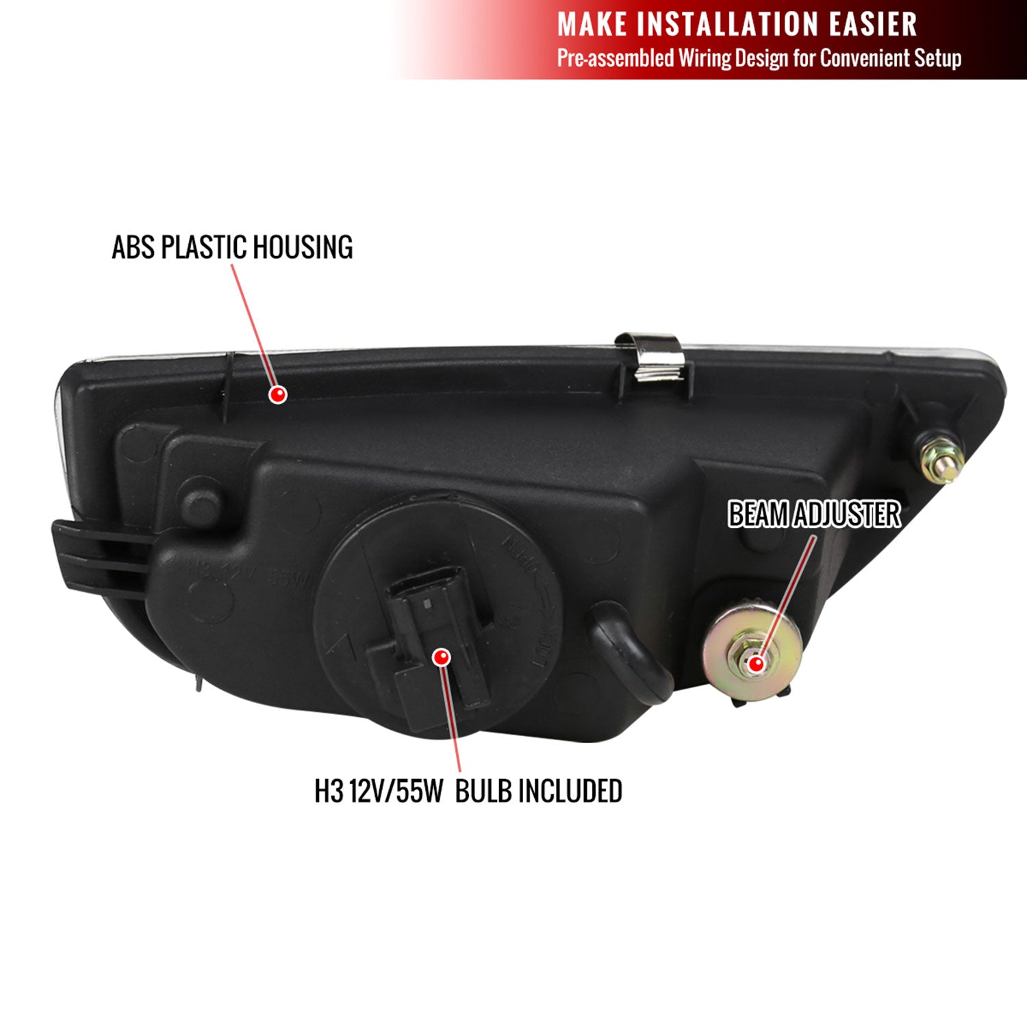 2001-2002 Toyota Corolla H3 Fog Lights Chrome Housing/Clear Lens