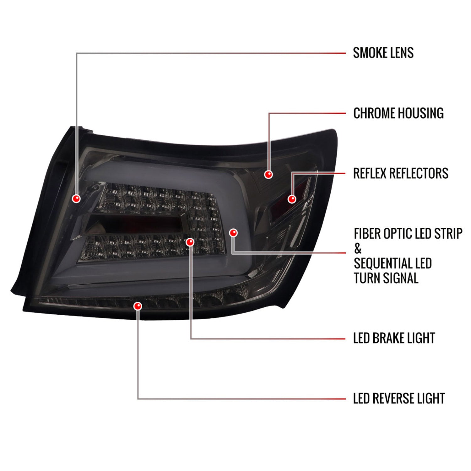 2008-2014 Subaru Impreza WRX/STI LED Turn Signal Tail lights Chrome/Smoke