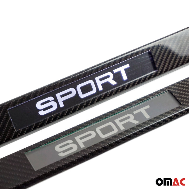 Mercedes E Class Door Sill Scuff Plate Illuminated Carbon Fiber Black 2Pcs