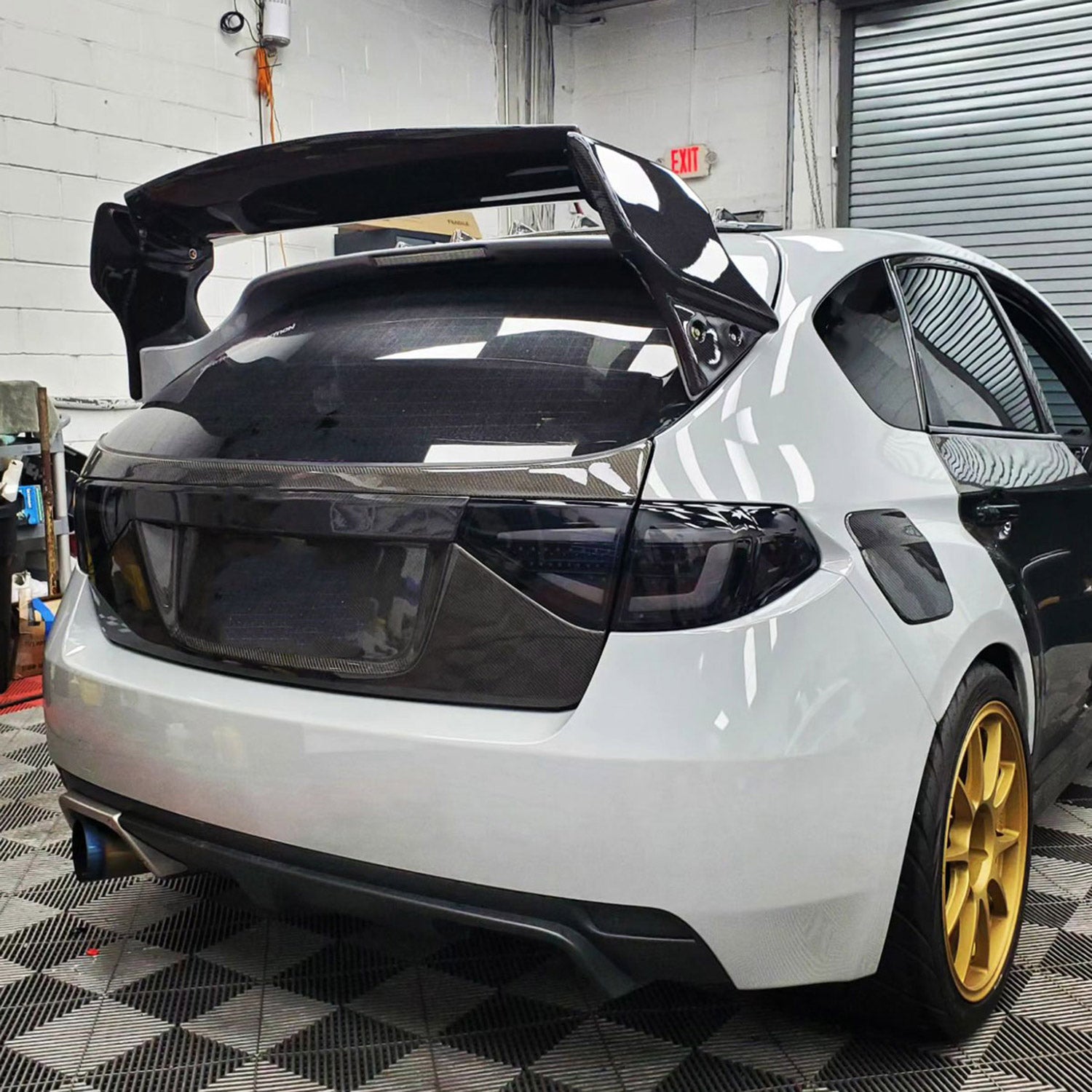 2008-2014 Subaru Impreza WRX HB LED Tube Tail Lights Glossy Black/Dark Smoke