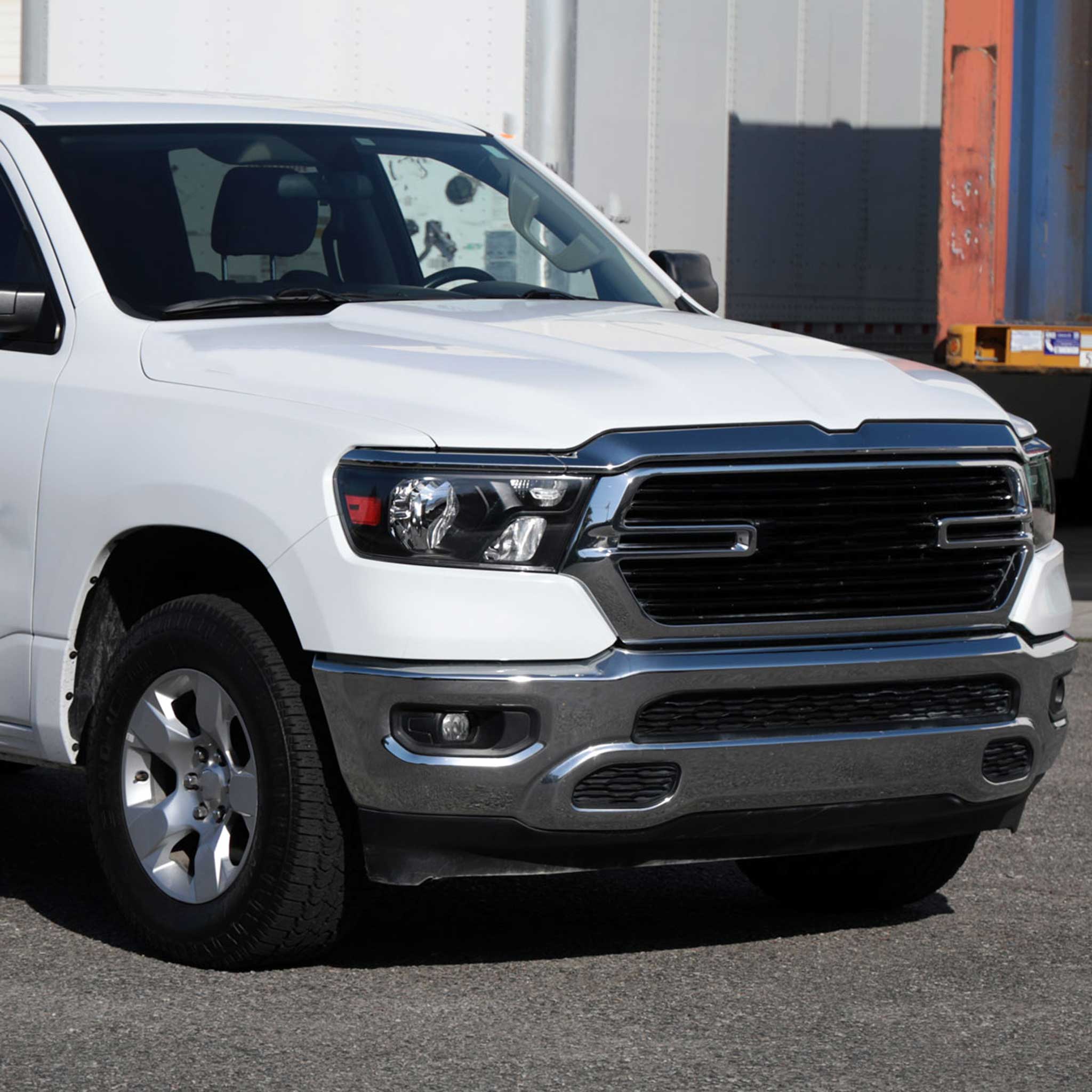 For Dodge RAM 1500 2019-2024 Factory Style Crystal Headlight Passenger Side Only Black Housing Clear Lens