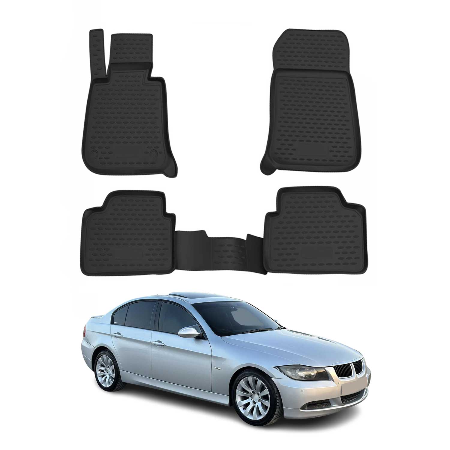 2005-2012 BMW 3 Series E90 E91 Floor Mats Liners Full Set All Weather Black