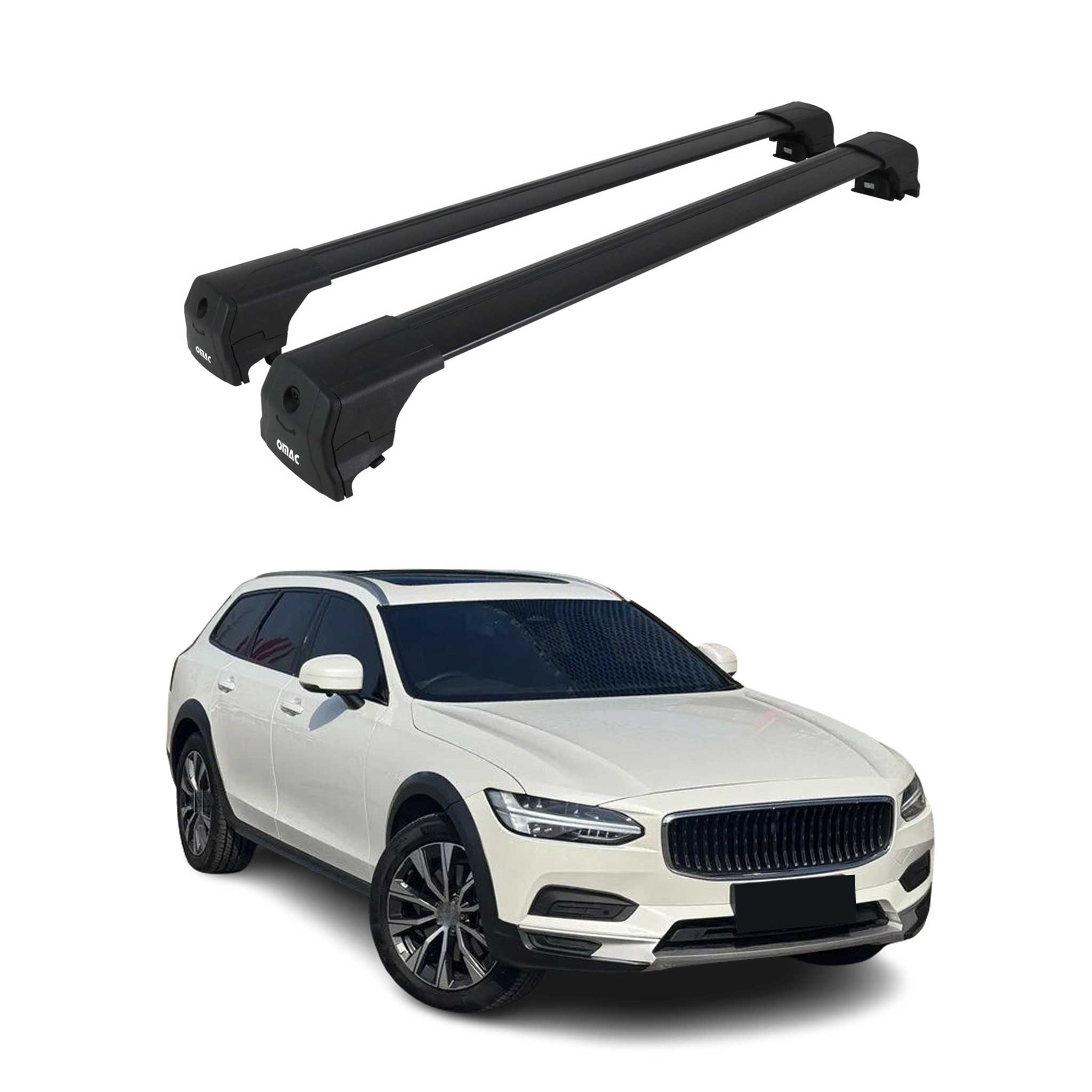 2017-2024 Volvo V90 Cross Country Roof Rack Cross Bars Black