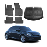 2012-2019 VW Beetle Floor Mats & Cargo Liner Full Set All Weather Black