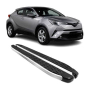 2018-2022 Toyota C-HR Hybrid Running Boards Side Steps Silver & Black