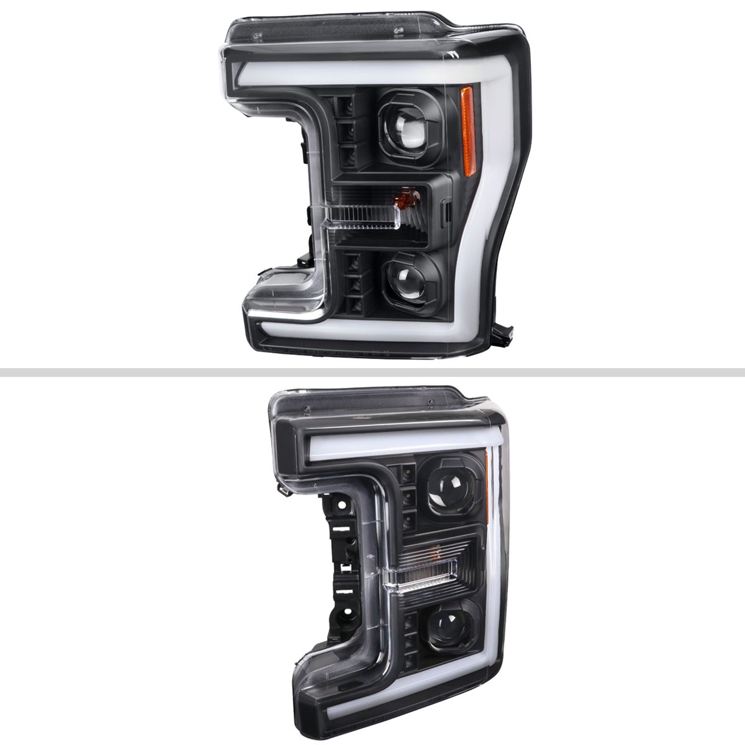 2017-2019 Ford F-250 F-350 F-450 F-550 LED CBar Projector Headlights Black