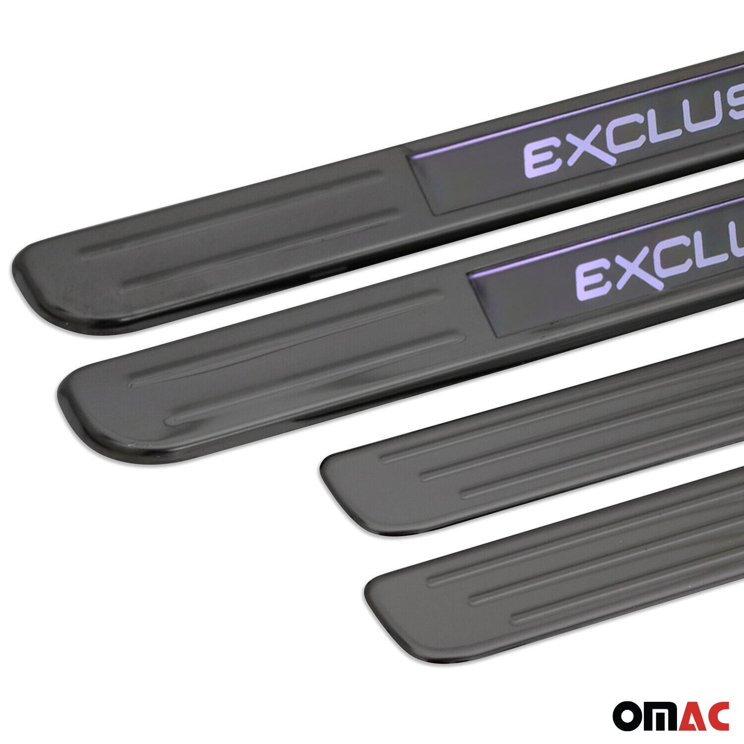 Jeep Door Sill Scuff Plate Illuminated Exclusive Stainless Steel Dark 4 Pcs