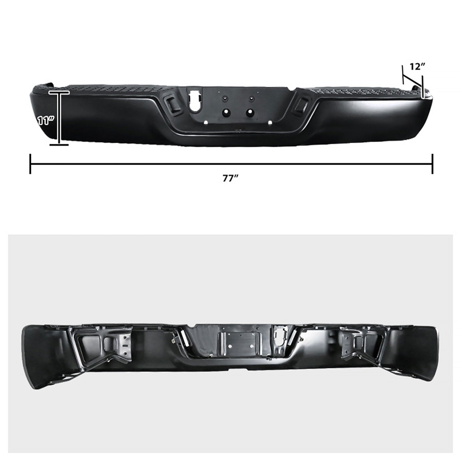 2009-2018 Dodge RAM 1500 2500 3500 Black Steel Replacement Rear Step Bumper